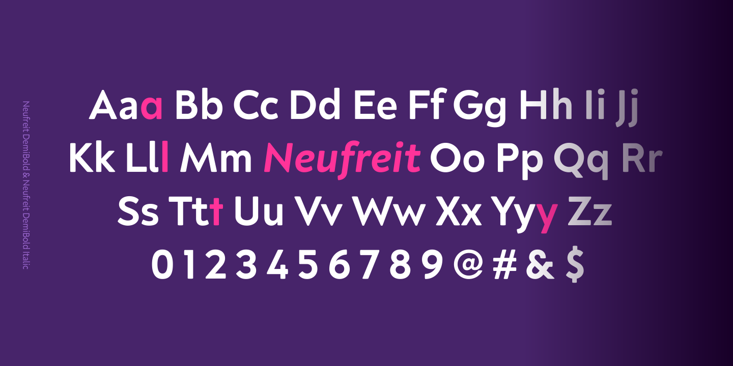 Ejemplo de fuente Neufreit Extra Bold Italic